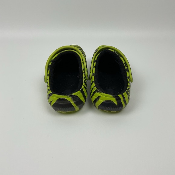 Crocs Zebra Print Fuzz Lined Clogs Mens 6 Womens 8 Neon Green Black Shoes - Picture 5 of 13